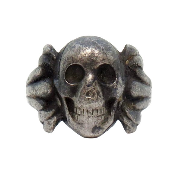 Antique 830 Silver Skull and Crossbones Unisex Gothic Ring  Norway Size 10.5 - Picture 10 of 10